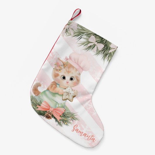 Petite Chaussette De Noël Noël Stocker Cookies Chat (Devant (Accrochage))