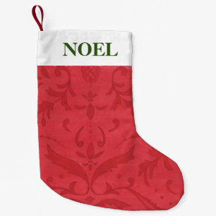 Petite Chaussette De Noël Noël Stocker Élégant Damas Rouge