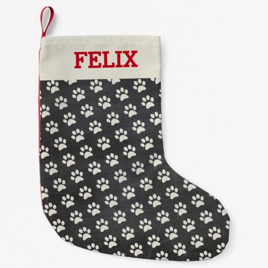 Petite Chaussette De Noël Noël Stocker pour chat avec nom (Devant)