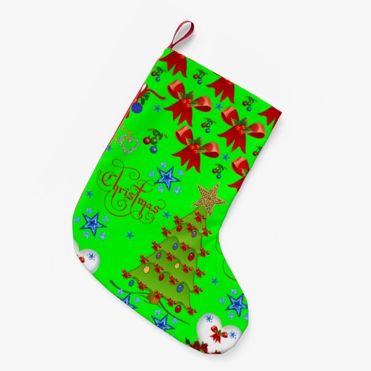 Petite Chaussette De Noël Noël Stocker vert clair (Devant (Accrochage))