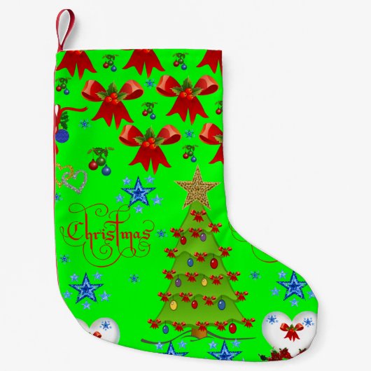 Petite Chaussette De Noël Noël Stocker vert clair (Devant)