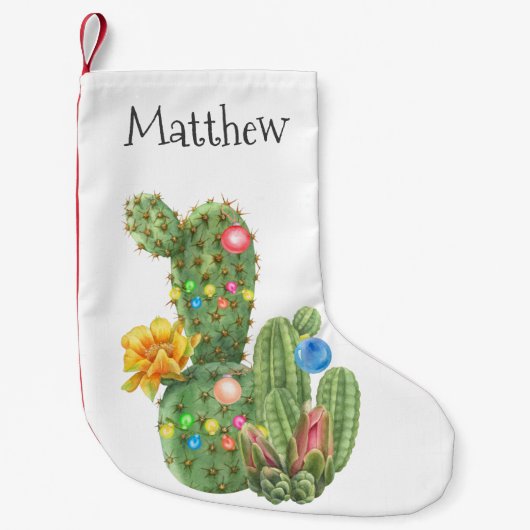 Petite Chaussette De Noël Noël Vacances Aquarelle Sud-Ouest Cactus (Devant)