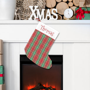 Petite Chaussette De Noël Noël Vacances Rustique Fermette Rouge Carreaux