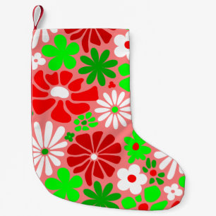 Petite Chaussette De Noël Noël vintage groovy années 1960 floral