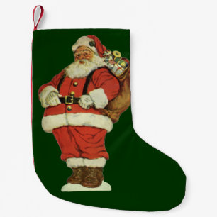 Petite Chaussette De Noël Noël vintage, Père Noël victorien avec des jouets