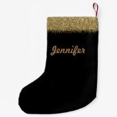 Petite Chaussette De Noël Noir avec Parties scintillant d'or Noël Stocker (Dos)