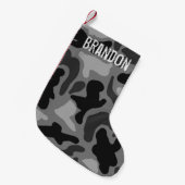 Petite Chaussette De Noël Noir Camo Grunge Nom Noël Stocker (Devant (Accrochage))