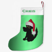 Petite Chaussette De Noël Noir de Noël Chien Vert Personnalisé (Dos)