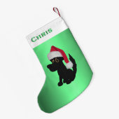 Petite Chaussette De Noël Noir de Noël Chien Vert Personnalisé (Dos (Accrochage))