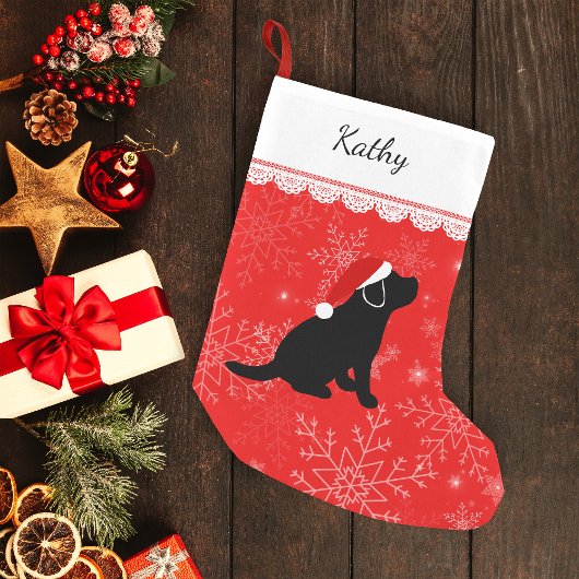 Petite Chaussette De Noël Noir de Noël Labrador Chiot