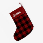 Petite Chaussette De Noël Noir et Rouge Buffle Plaid de Noël Stocker (Dos (Accrochage))