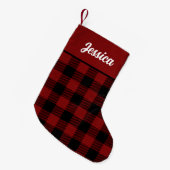 Petite Chaussette De Noël Noir et Rouge Buffle Plaid de Noël Stocker (Devant (Accrochage))