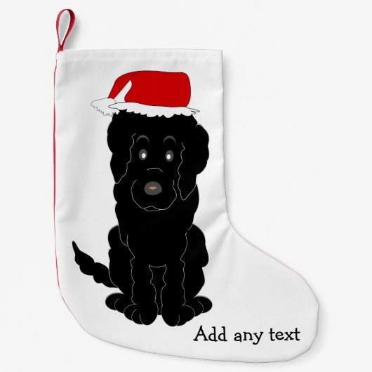 Petite Chaussette De Noël Noir Goldendoodle Chien Design (Devant)