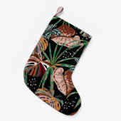 Petite Chaussette De Noël Noir tropical : Motif de forêt exotique foncé (Devant (Accrochage))