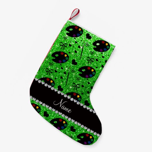 Petite Chaussette De Noël nom chaux vert parties scintillant pinceaux palett (Devant (Accrochage))