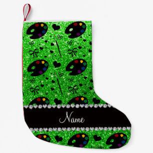 Petite Chaussette De Noël nom chaux vert parties scintillant pinceaux palett