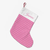 Petite Chaussette De Noël Nom chic mignon Pointe rose et blanc Polka (Devant (Accrochage))