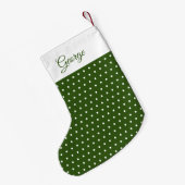 Petite Chaussette De Noël Nom classique Forêt foncée Pointe verte et blanche (Dos (Accrochage))