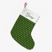 Petite Chaussette De Noël Nom classique Forêt foncée Pointe verte et blanche (Devant (Accrochage))