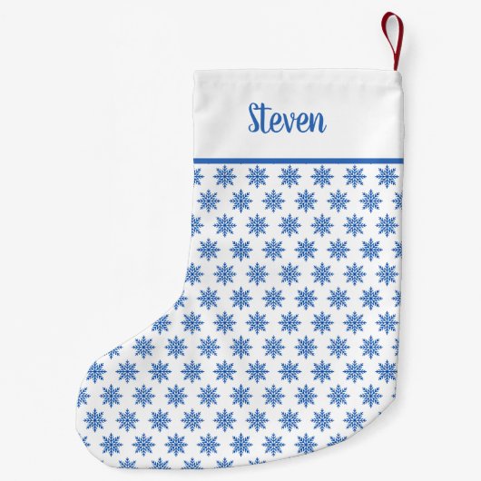Petite Chaussette De Noël Nom classique Snowflake Hiver Noël Stocker (Dos)