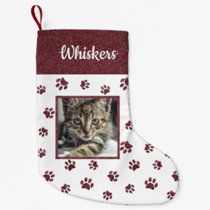 Petite Chaussette De Noël Nom de chat mignon Photo Rose Gold Paillettes Empr