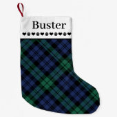Petite Chaussette De Noël Nom de chien personnalisé rustique vert et bleu pl (Devant)