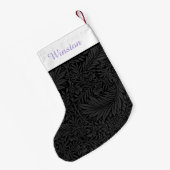 Petite Chaussette De Noël Nom de compagnie personnalisé Fleurs noires Lavand (Dos (Accrochage))