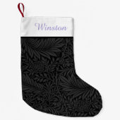 Petite Chaussette De Noël Nom de compagnie personnalisé Fleurs noires Lavand (Devant)