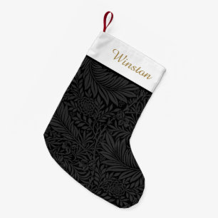 Petite Chaussette De Noël Nom de compagnie personnalisé Floral noir Script d