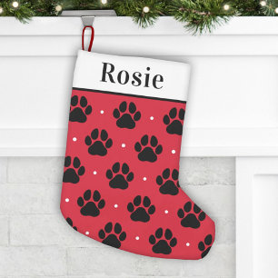 Petite Chaussette De Noël Nom de compagnie rouge noir empreinte de patte mon