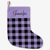 Petite Chaussette De Noël Nom de la plaque de buffle violet rustique (Devant)