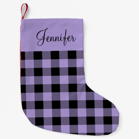 Petite Chaussette De Noël Nom de la plaque de buffle violet rustique (Devant)