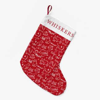 Petite Chaussette De Noël Nom de l'animal de compagnie Motif de chats cuites