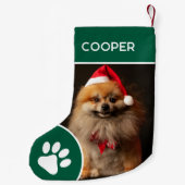 Petite Chaussette De Noël Nom de l'animal de compagnie personnalisé et vert (Dos)