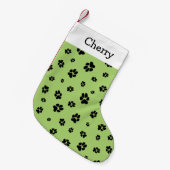 Petite Chaussette De Noël Nom de l'animal vert Motif des mignons Empreintes (Devant (Accrochage))