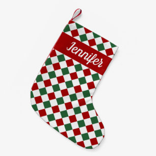Petite Chaussette De Noël Nom de script Vérifications Rouges Et Vertes Festi