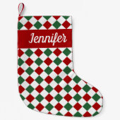 Petite Chaussette De Noël Nom de script Vérifications Rouges Et Vertes Festi (Devant)