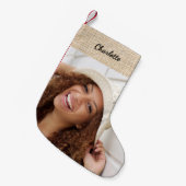 Petite Chaussette De Noël Nom du burap beige photo moderne (Devant (Accrochage))