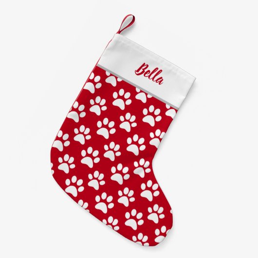Petite Chaussette De Noël Nom du chat de chien de compagnie Empreintes de pa (Devant (Accrochage))