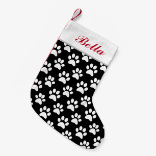 Petite Chaussette De Noël Nom du chat de chien de compagnie Noir Blanc Empre
