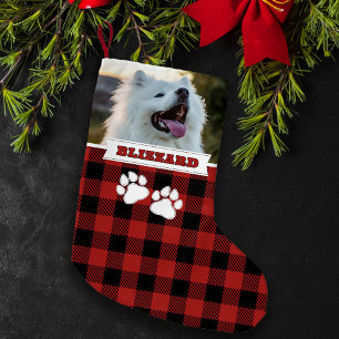 Petite Chaussette De Noël Nom du chien de bison rouge rustique - photo