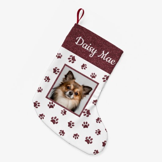 Petite Chaussette De Noël Nom du chien mignon Rose photo Parties scintillant (Devant (Accrochage))