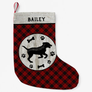 Petite Chaussette De Noël Nom du chien Russe Farmhouse Checker Bois rouge Pl