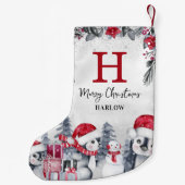 Petite Chaussette De Noël Nom du monogramme de pingouin rouge pour enfants (Dos)