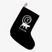 Petite Chaussette De Noël Nom du monogramme Kitty initial Chat Lover noir bl (Devant (Accrochage))