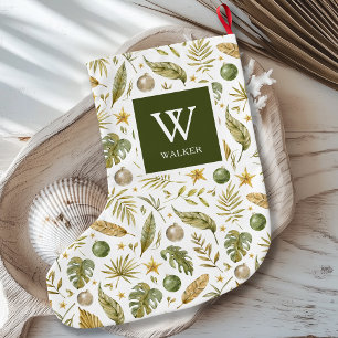 Petite Chaussette De Noël Nom du monogramme tropical