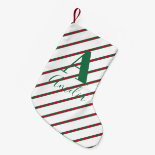 Petite Chaussette De Noël Nom du monogramme Vert et Rouge