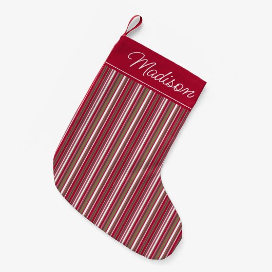 Petite Chaussette De Noël Nom du Motif rayé rouge (Devant (Accrochage))