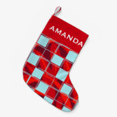 Petite Chaussette De Noël Nom du Motif rouge bleu moderne (Devant (Accrochage))