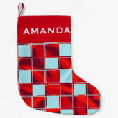 Petite Chaussette De Noël Nom du Motif rouge bleu moderne (Devant)